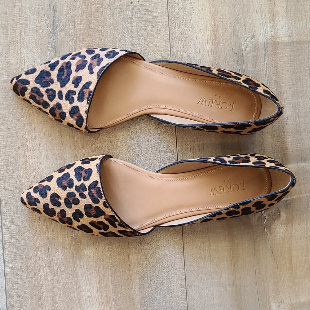 Jcrew leopard calf hair d'Orsay flats size 8